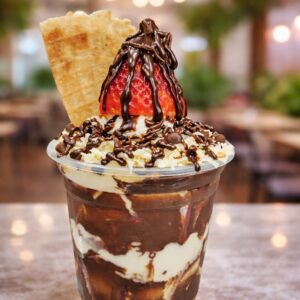 Fresas con crema y chocolate