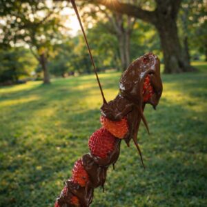 Brochetas de fresa con chocolate